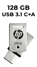 Pendrive Flash Drive 128GB HP x5000m USB 3.1 C+A c/ OTG#100