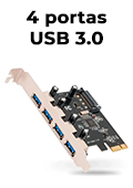 Placa control. PCI-e KNUP KP-T102 c/ 4 portas USB 3.0 2