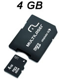 Carto 4GB MicroSDHC c/ adapt. Multilaser MC456 classe4