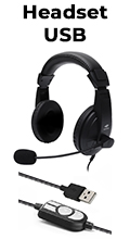 Headset c/ microfone e volume C3Tech PH-320BK preto USB2