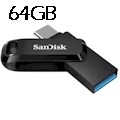 Pendrive SanDisk Ultra Dual Drive Go USB 3.2 Gen 1 64 GB preto 300MBps