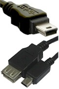 Cabo USB-A fmea p/ mini USB-B, 5 pinos macho Roxline2